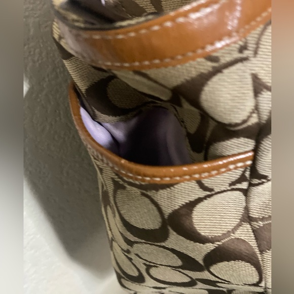 Coach Signature East West Canvas Leather Tote Handbag - Picture 7 of 14